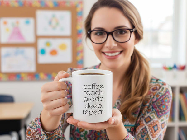 Teach Grade Sleep Repeat Coffee Mug