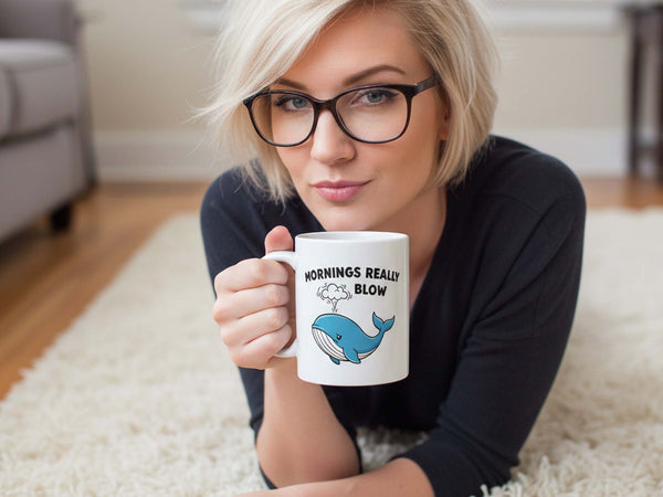 Mornings Really Blow Whale Coffee Mug