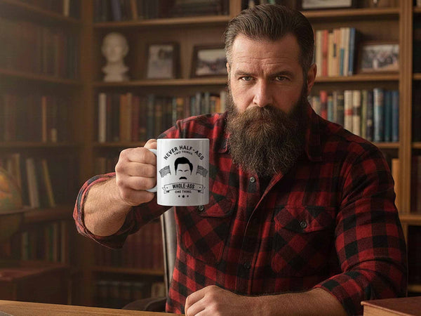 Half Ass Ron Swanson Coffee Mug