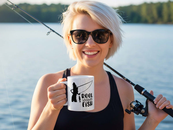 Reel Women Fish Pink Coffee Mug