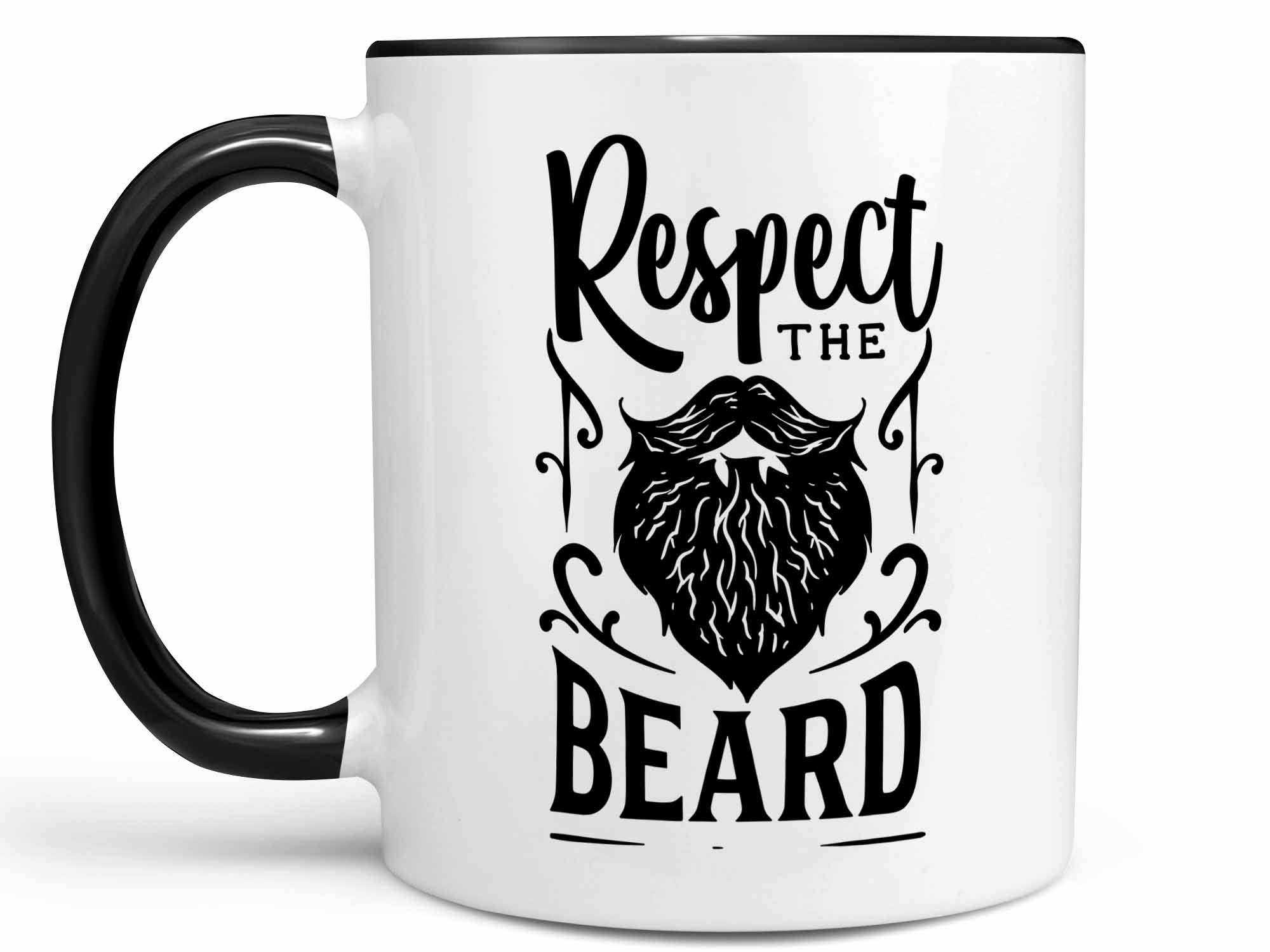 Respect the Beard Coffee Mug or Cup, Beard Coffee Cup Gift 11 oz. Black Handle Mug