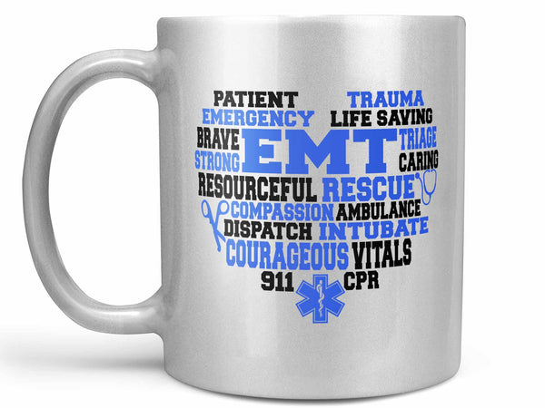 E.M.T. Word Art Heart Coffee Mug