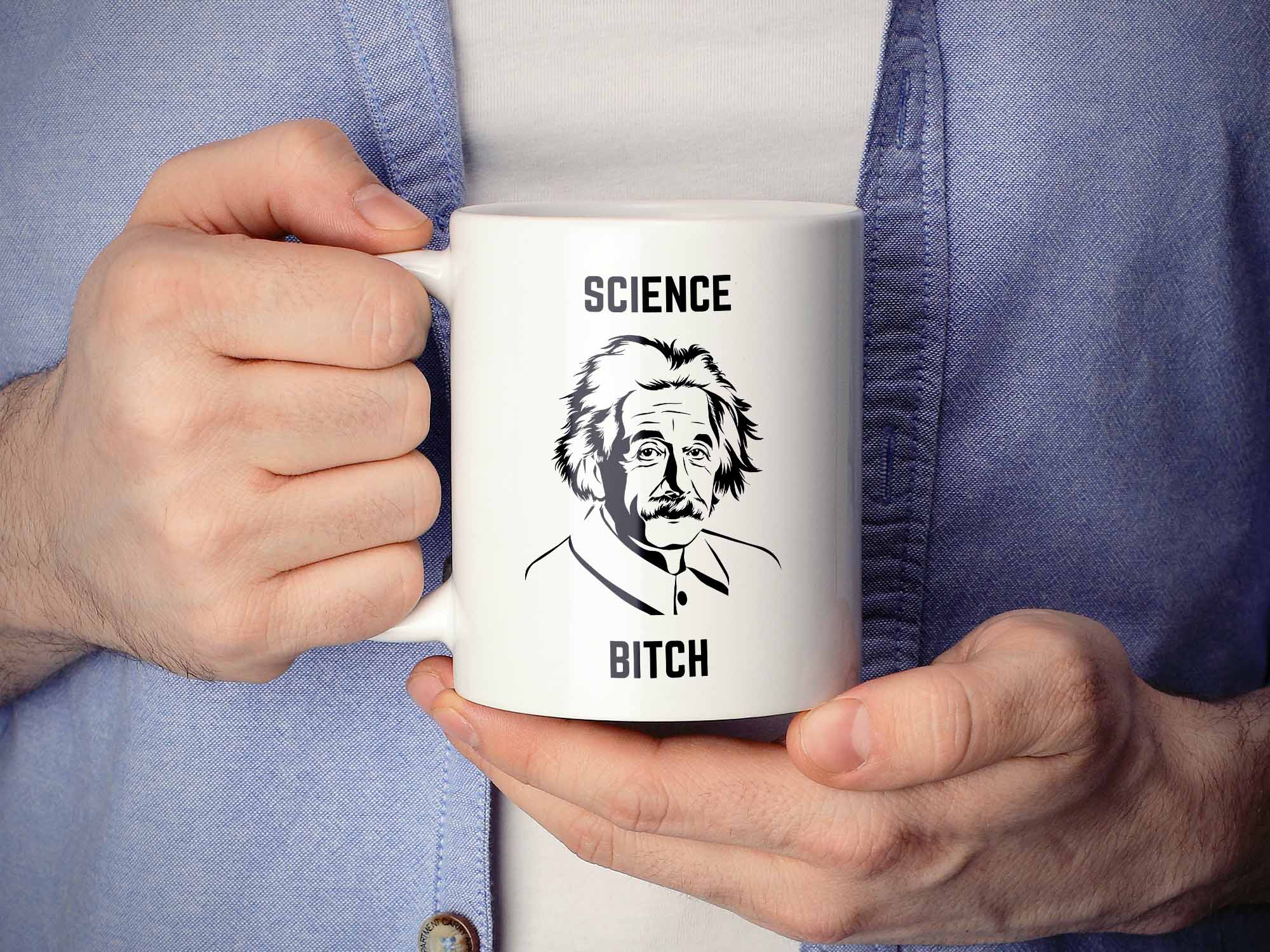 Science Bitch Einstein Coffee Mug, Albert Einstein Coffee Cup Gift 15 oz. Jumbo White Mug